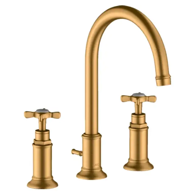 Axor Montreux Смеситель для раковины на 3 отверстие с донным клапаном, цвет: шлифованное золото 16513250