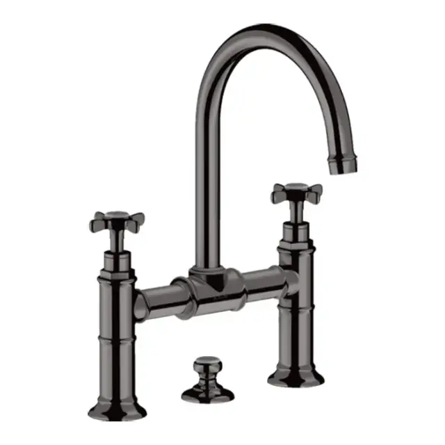 Axor Montreux Смеситель для раковины на 3 отверстие с донным клап., цвет: полированный черный хром 16510330