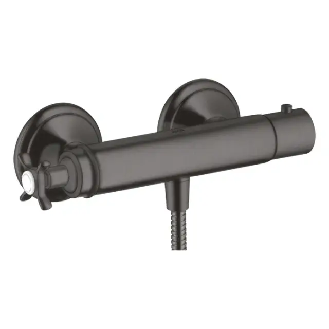 Axor Montreux Термостат для душа с крестообразной рукояткой, цвет: шлифованный черный хром 16261340