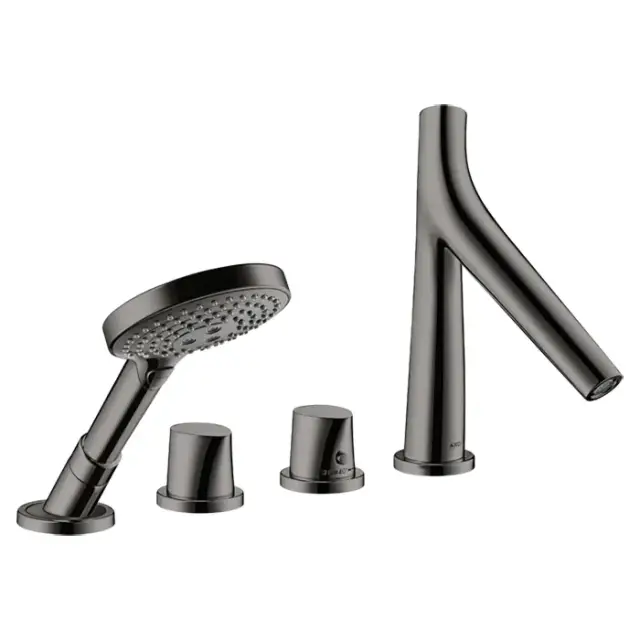 Axor Starck Organic Термостат на борт ванны, с ручным душем, внешняя часть, цвет: полир. черн. хром 12425330