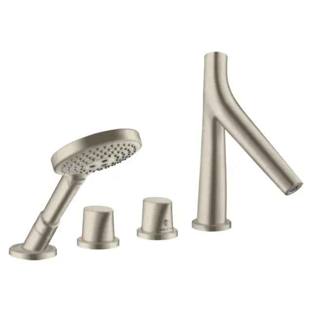 Axor Starck Organic Термостат на борт ванны, с ручным душем, внешняя часть, цвет: шлиф. никель 12425820