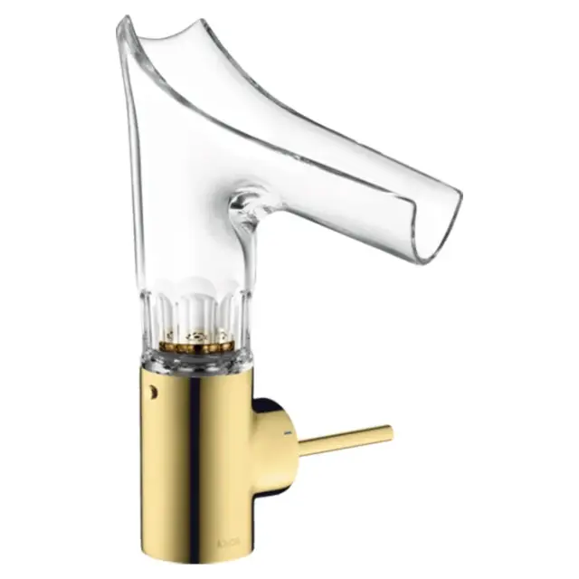 Axor Starck V Смеситель для раковины на 1 отверстие с донным клапаном, цвет: полированное золото 12123990