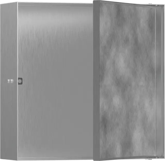 Hansgrohe XtraStoris Rock Полка в нишу встраиваемая 30х10х30h см, с дверью, цвет: нержавеющая сталь 56085800