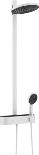 Hansgrohe Pulsify Душевая стойка: термостат, верхний душ 26 см, ручной душ, цвет: матовый белый 24240700