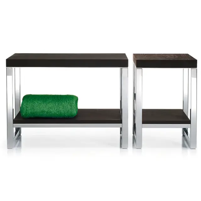 Decor Walther Wood SO Скамейка с полкой 60x30xh44 см, цвет сталь полированная темный ясень 0927085