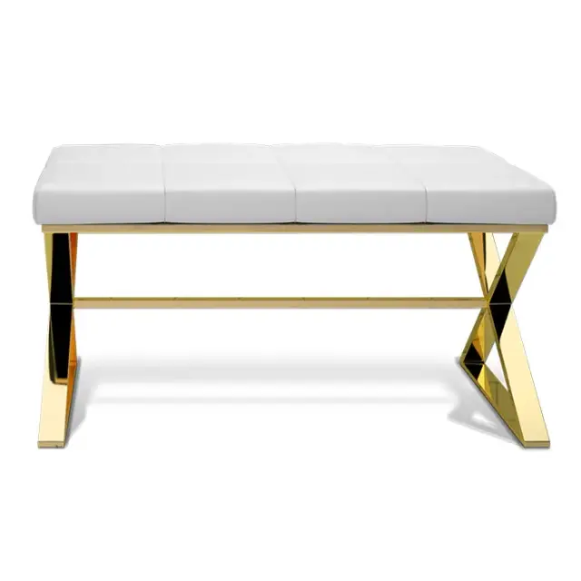 Decor Walther Bench Скамейка 81x41xh43 см, экокожа, цвет золото белый 0508928