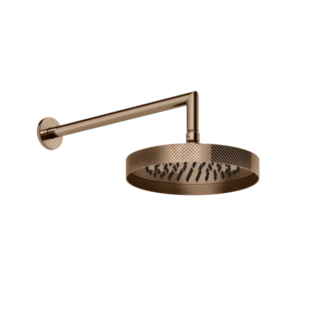 Gessi Anello Верхний душ 21,8 см 1 вид струи, кронштейн настенный 34,3 см, цвет: copper PVD 63448.030