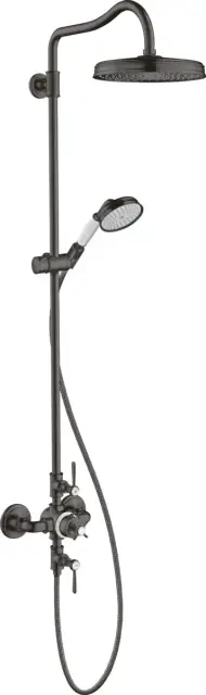 Axor Montreux Душевая стойка: термостат, верхний душ 24 см, лейка, цвет: шлифованный черный хром 16572340