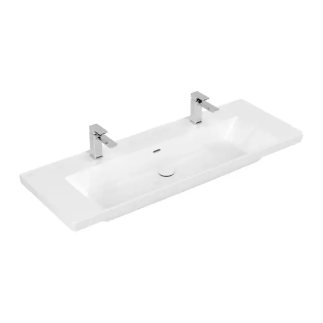 Villeroy & Boch Subway 3.0 Раковина 130х47х17 см, 2 отв., подвесная, цвет: альпийский белый 4A70D401