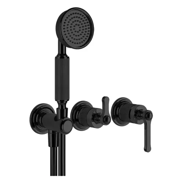 Gessi Venti20 Смеситель для ванны встраиваемый 2 потребителя,лейка, внешняя часть, цвет: matte black 65036#299