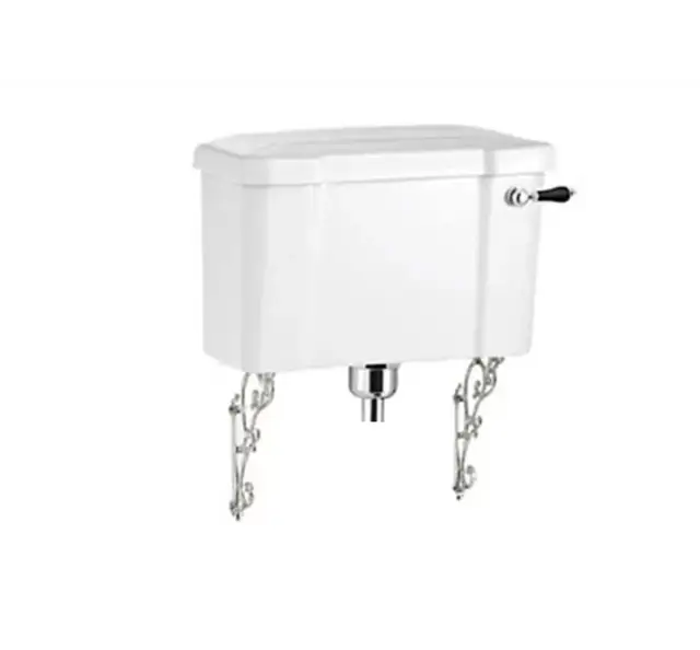 Burlington Classic Бачок с ручкой и сливным механизмом, цвет: белый/черный глянцевый C1 BLA