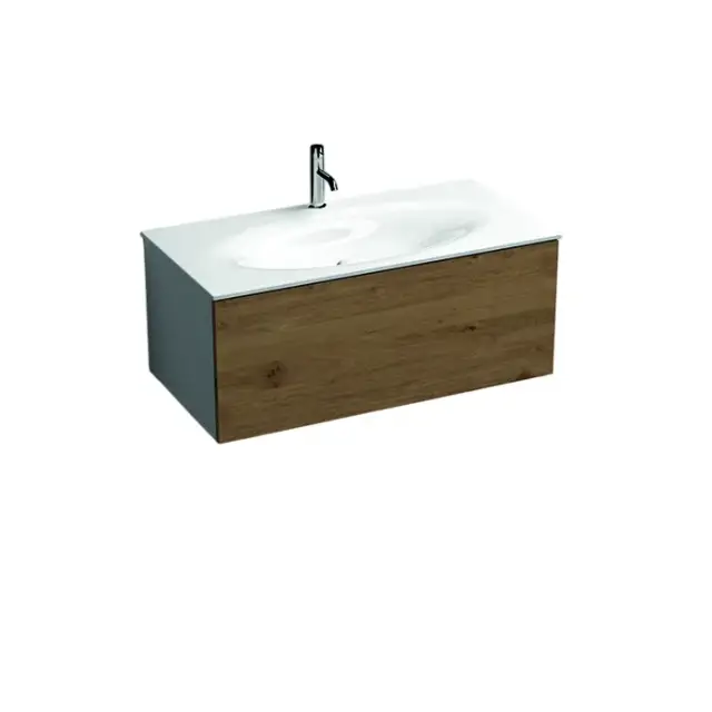 Kerasan Shape Mobile Тумба под раковину, подвесная 101х51x40h cм, с сифоном, цвет: Bianco matt/Дуб 9325K1