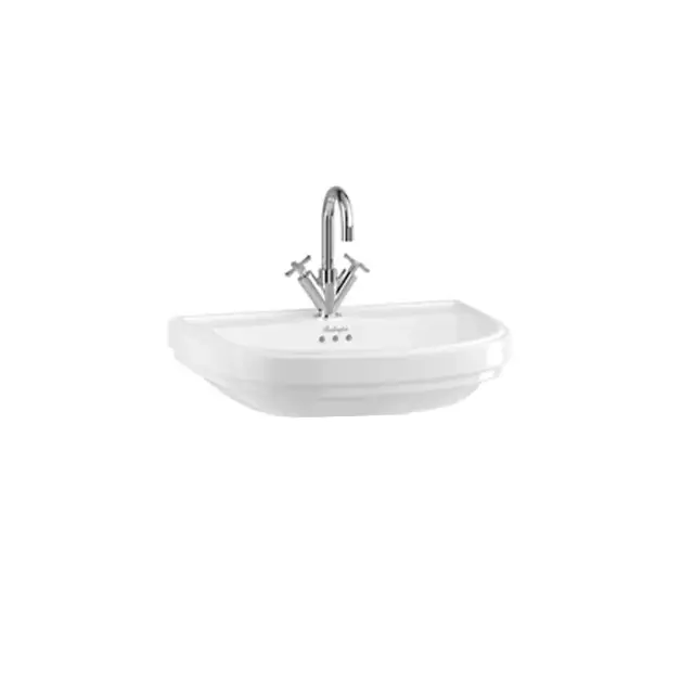 Burlington Riviera Раковина подвесная 65х47 см с переливом, 2 отв. под смеситель, цвет: белый глянец RIV4 2TH