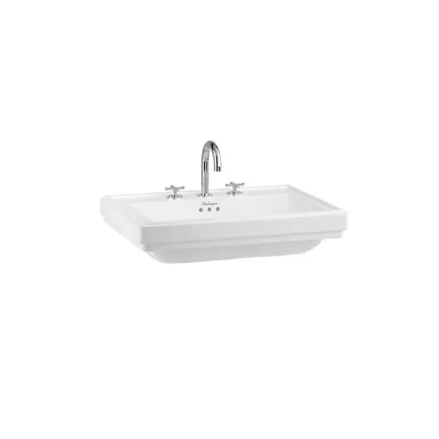 Burlington Riviera Раковина подвесная 65х47 см с переливом, 3 отв. под смеситель, цвет: белый глянец RIV2 3TH