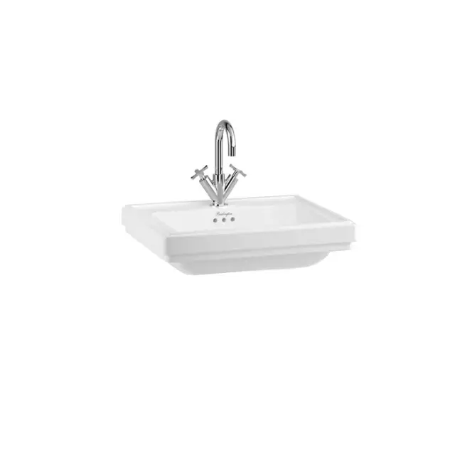 Burlington Riviera Раковина подвесная 58х47 см, перелив, без отв. под смеситель, цвет: белый глянец RIV1 NTH