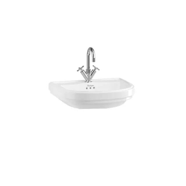 Burlington Riviera Раковина подвесная 57х47 см с переливом, 2 отв. под смеситель, цвет: белый глянец RIV3 2TH