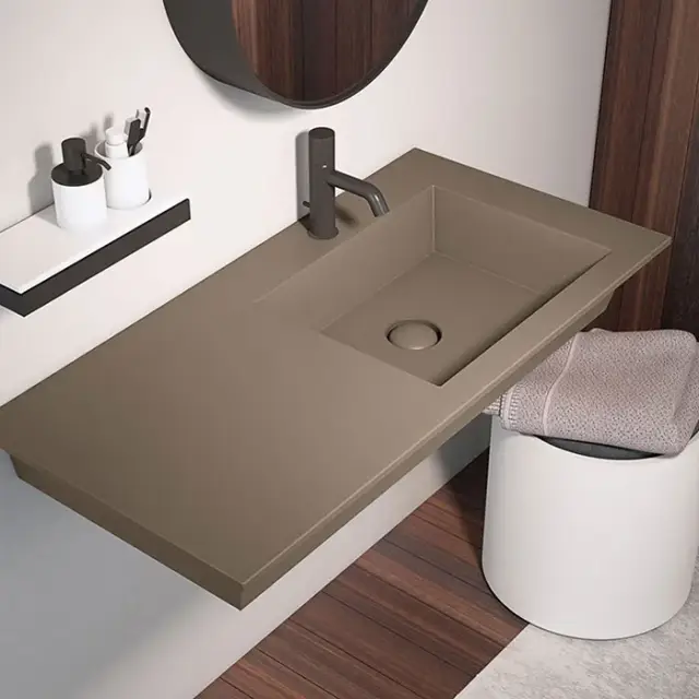 Cielo Era Раковина подвесная 100x46xh14 см, SX, с 1 отв., под смеситель, цвет: Fango ERLA100SXFN