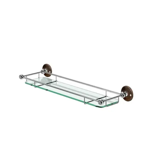 Burlington Black Стеклянная полка 53,2х16 см, подвесная, стеклянная, цвет: хром/орех глянцевый A18 WAL
