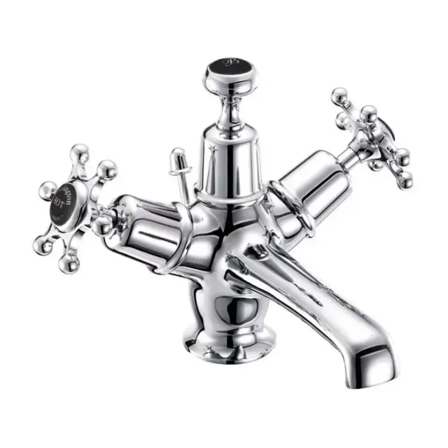 Burlington Birkenhead Смеситель для раковины на 1 отверстие, излив 4,5h см, цвет: хром/черный глянец BI4-QT BLA