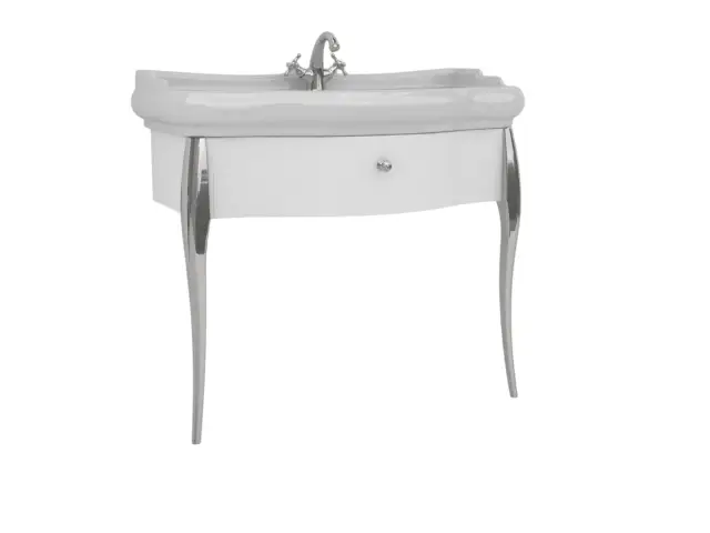 Kerasan Retro Консоль под раковину, напольная 100x54,4 см, с 1 ящиком, цвет: Laccato Bianco/Cromo 7363K7