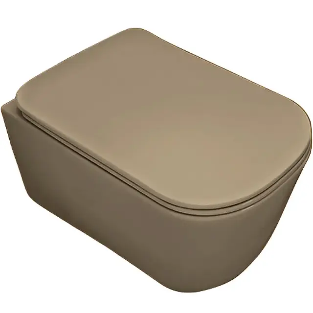 Kerasan Tribeca Унитаз подвесной 54x35 см безободковый, с крепл., без сидения, цвет: Nocciola matt 511481