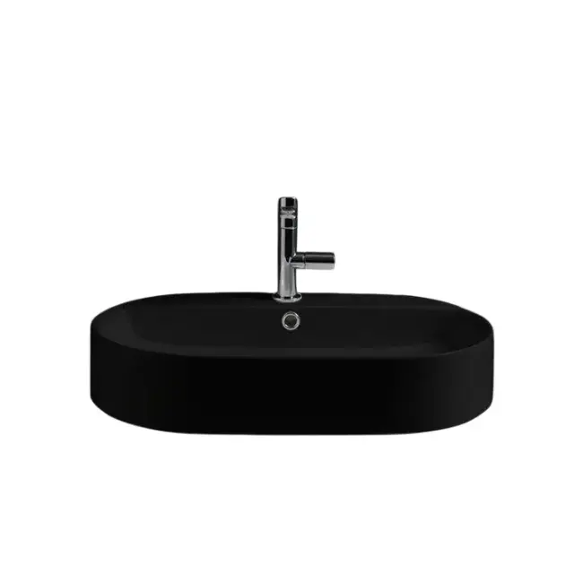 Kerasan Ciotola Раковина чаша 65х40х12h см, с 1 отвер. под смеситель и переливом, цвет: Nero matt 028531*1