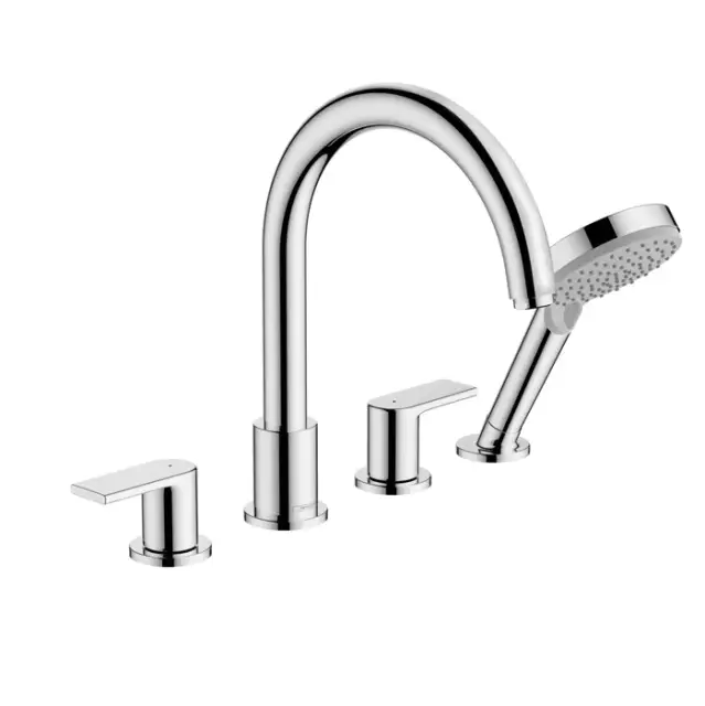 Hansgrohe Vernis Shape Смеситель на борт ванны на 4 отв., с руч. душем, внеш. часть, цвет: хром 71459000