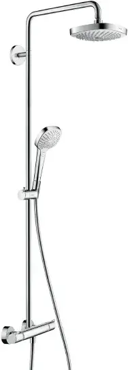 Hansgrohe Croma Select E Душевая стойка: термостат, верхний душ 19 см, ручной душ, цвет: хром/белый 27256400