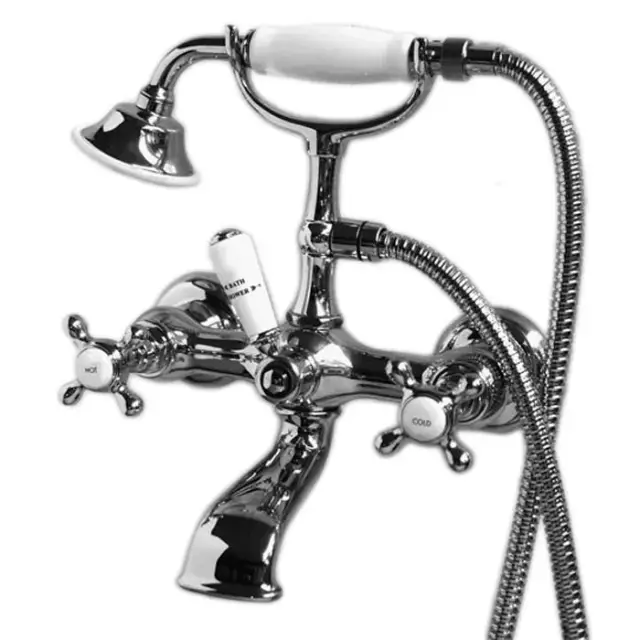 Devon&Devon Austin Смеситель для ванны настенный с лейкой и шлангом, цвет хром UTAU933CR