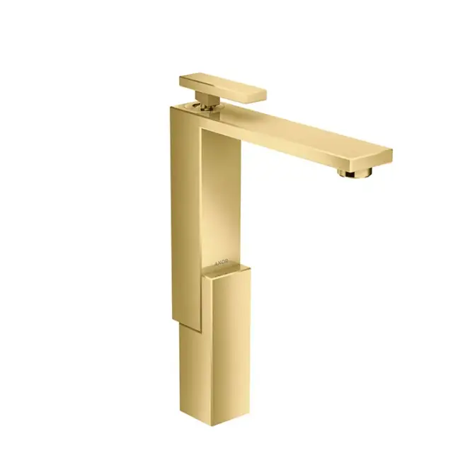Axor Edge Смеситель для раковины высокий на 1 отверстие с донным клапаном, цвет: полированное золото 46030990