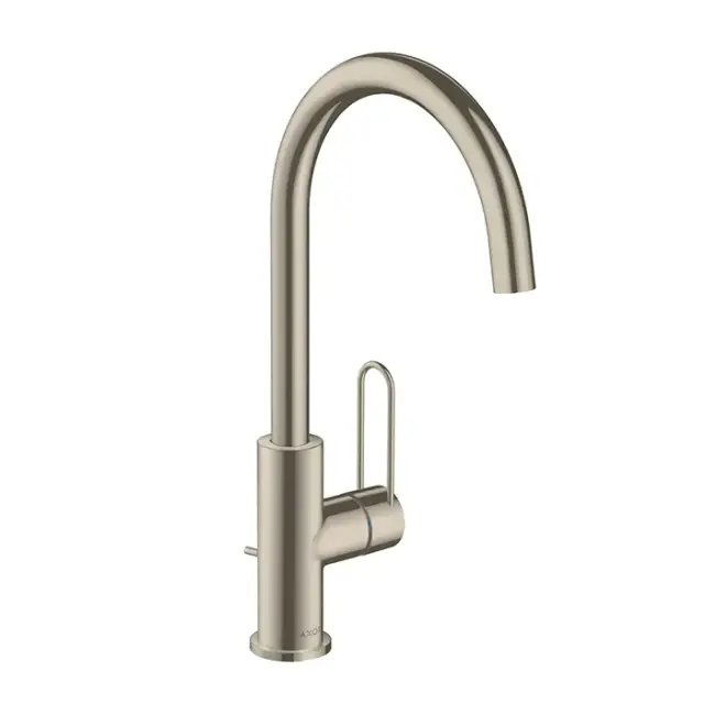 Axor Uno Смеситель для раковины высокий на 1 отверстие с донным клапаном, цвет: шлифованный никель 38036820