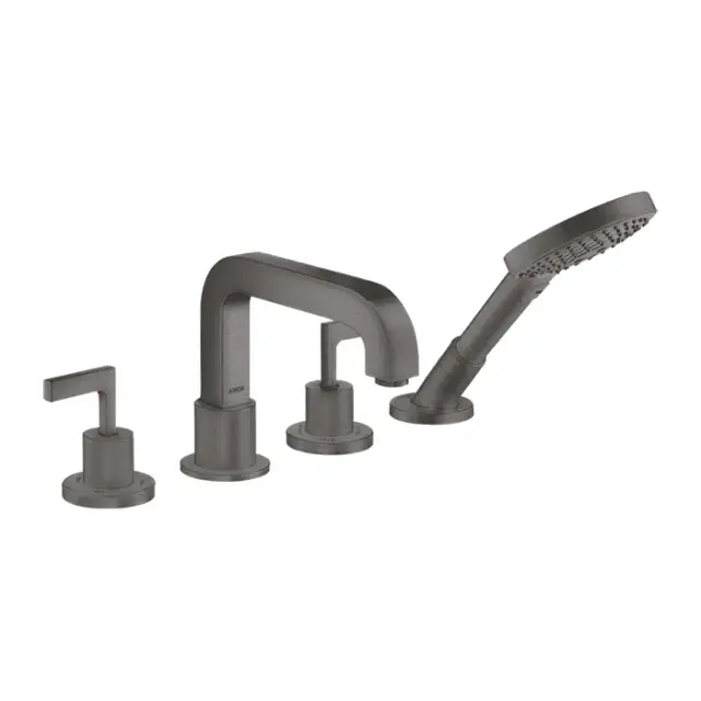 Axor Citterio Смеситель на борт ванны, с ручным душем, внешняя часть, цвет: шлифованный черный хром 39454340