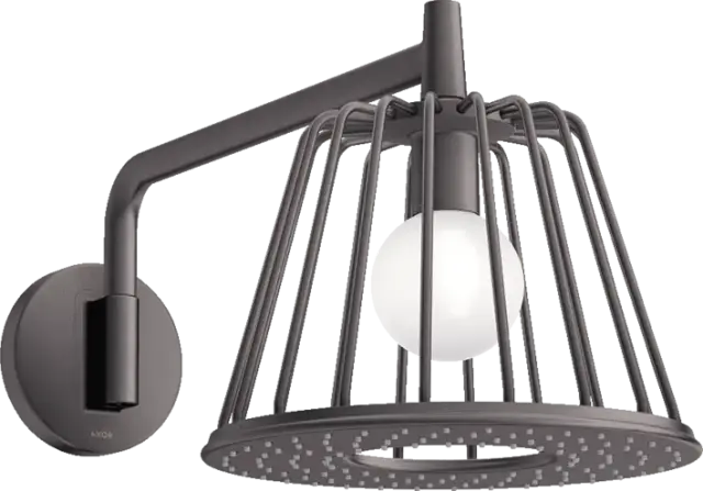 Axor Lamp Shower Верхний душ 27 см 1 режим, подсветка, кронштейн 38см, цвет: шлифованный черный хром 26031340