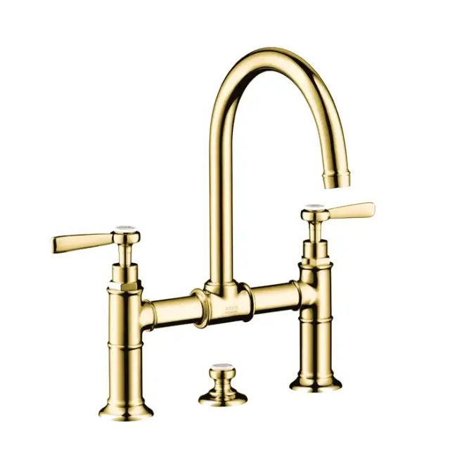 Axor Montreux Смеситель для раковины на 3 отверстие с донным клапаном, цвет: полированное золото 16511990