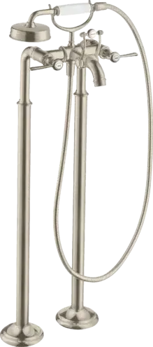 Axor Montreux Смеситель для ванны, напольный, на 2 отв., с ручным душем, цвет: шлифованный никель 16553820