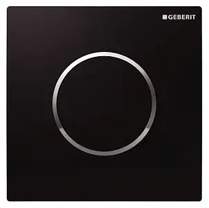 Geberit Sigma 10 Кнопка смыва для писсуара, пневмопривод, пластик цвет черный, окантовка хром глянец 116.015.KM.1