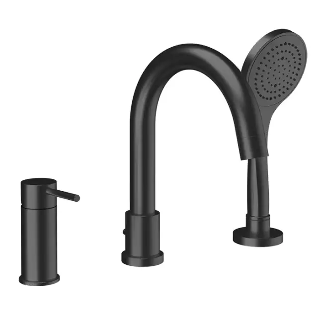 Gessi Emporio Via tortona Смеситель на борт ванны, на 3 отв., с ручным душем, цвет: Matte Black 18637#299