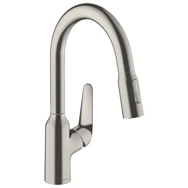 Hansgrohe Focus M42 Смеситель для кухонной мойки однорыч. 180, с выдв. изл. цвет: нержавеющая сталь 71821800