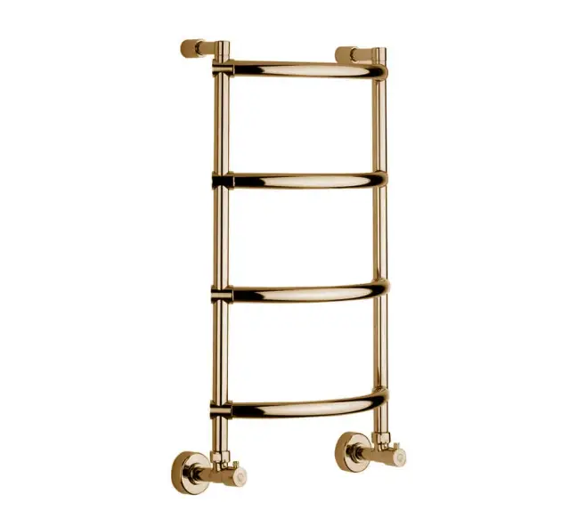 Margaroli Luna 432 Полотенцесушитель водяной для ГВС 42,5х71h (int 36) выгнутый, нижнее, цвет: gold 4323704GON