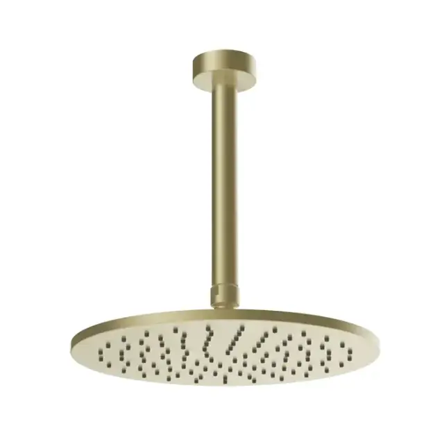 Gessi Ingranaggio Верхний душ d25 см, 1 вид струи, кронштейн потол. 25,9 см, цвет: brushed brass PVD 63352#727