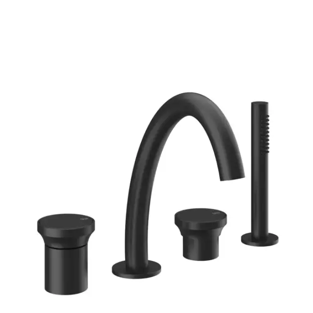 Gessi Origini Смеситель на борт ванны на 4 отверстия, с ручным душем, цвет: matte black 66037#299
