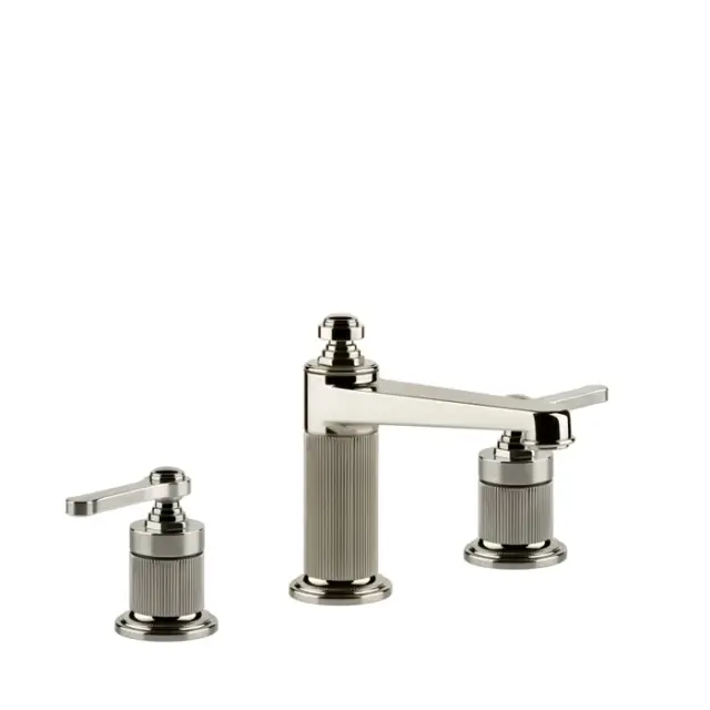 Gessi Venti20 Смеситель для раковины на 3 отверстия, без д/к, длина излива 13,4 см, цвет: nickel PVD 65014#720