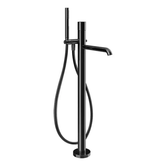 Gessi Habito Смеситель для ванны напол. с душевым набором - ручной душ, шланг, цвет: black metal PVD 70028#706