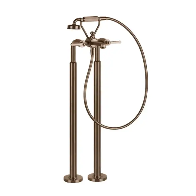 Gessi Venti20 Смеситель для ванны напольный с душевым набором, цвет: copper brushed PVD 65128#708