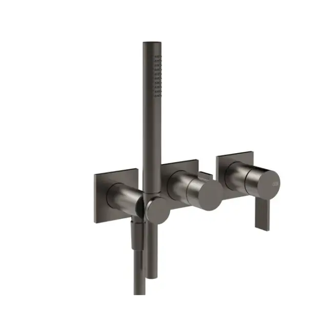 Gessi Inverso Rigato Смеситель для душа встраиваемый, с ручным душем, цвет: black metal brushed PVD 73536#707