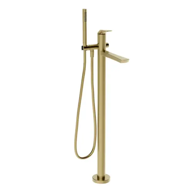 Gessi Ventaglio Смеситель для ванны напольный с душевым набором, цвет: brushed brass PVD 72028#727
