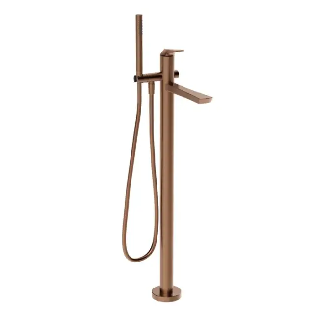 Gessi Ventaglio Смеситель для ванны напольный с душевым набором, цвет: copper brushed PVD 72028#708