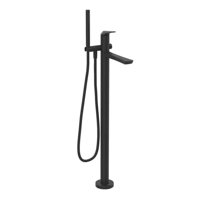 Gessi Ventaglio Смеситель для ванны напольный с душевым набором, цвет: matte black 72028#299