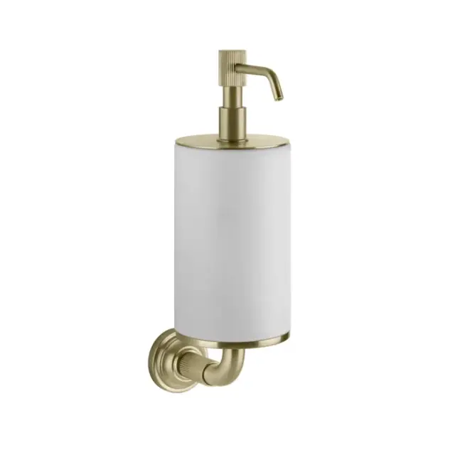 Gessi Venti20 Дозатор для жидкого мыла, подвесной, композитная колба, цвет: brushed brass PVD 65413#727