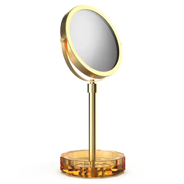Decor Walther Kristall KSA Косметическое зеркало, 5x увеличение d15 см, цвет: янтарь/золото 0941981